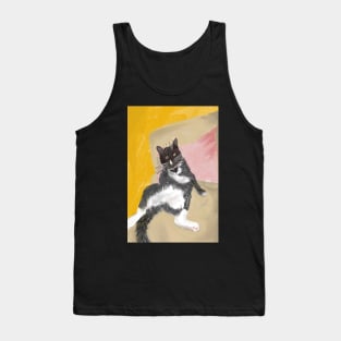 Tuxedo Cat Chilling on a Sofa Tank Top